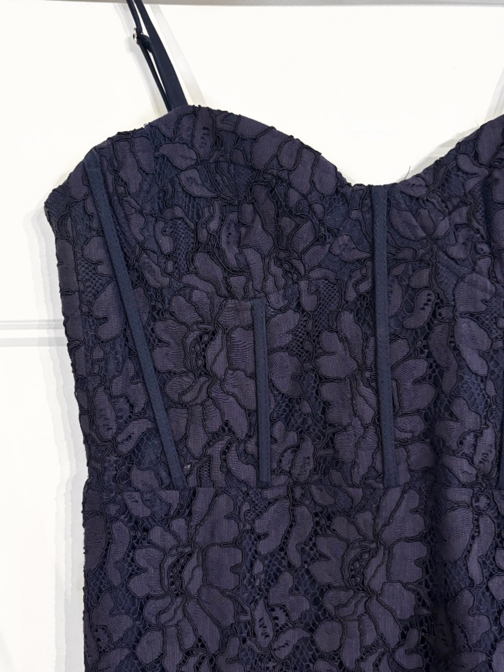 Bardot Florence Navy Lace Bustier Midi Dress